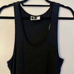 LOCAL EUROPEAN XL ribbed tank dress black maxi modal scoop neck knit sleeveless